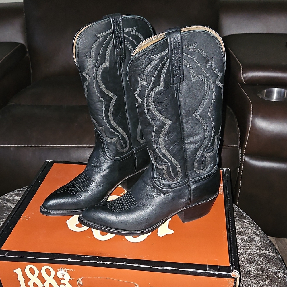 Lucchesse Womens Black Leather Boot 8.5